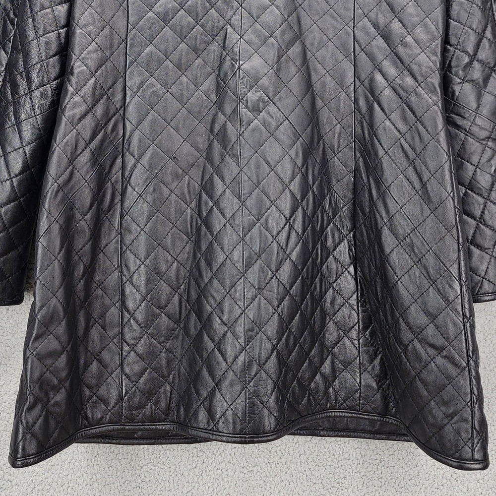 Neiman Marcus Exclusive Vintage Black Quilted Lamb Leather Jacket Coat Womens XL - Picture 11 of 12